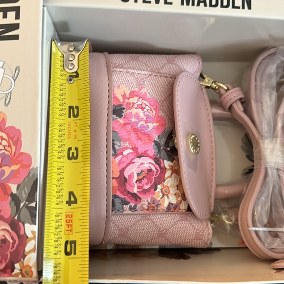 🆕 STEVE MADDEN Micro Flower Floral Top Handle Crossbody Purse Bag BLUSH PINK - Picture 6 of 11